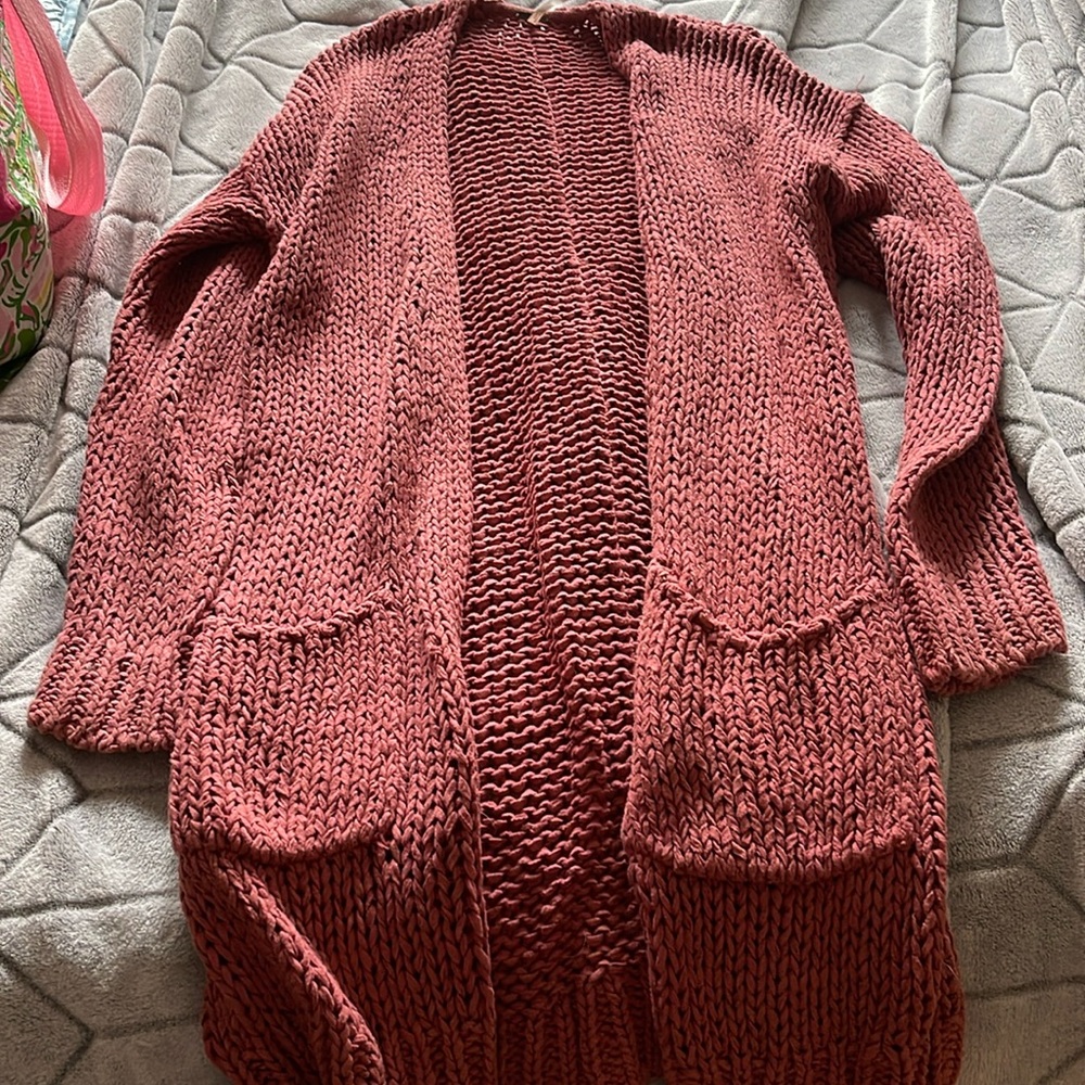Free People Pink Knit Cardigan